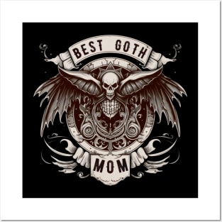 Best goth mum shirt, Mothers day gift for spooky mums, Skull with wings Posters and Art